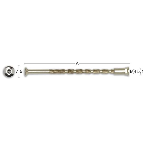 Tryk skrue Habo 316 75 x 4 mm, pakke M4, 2 
